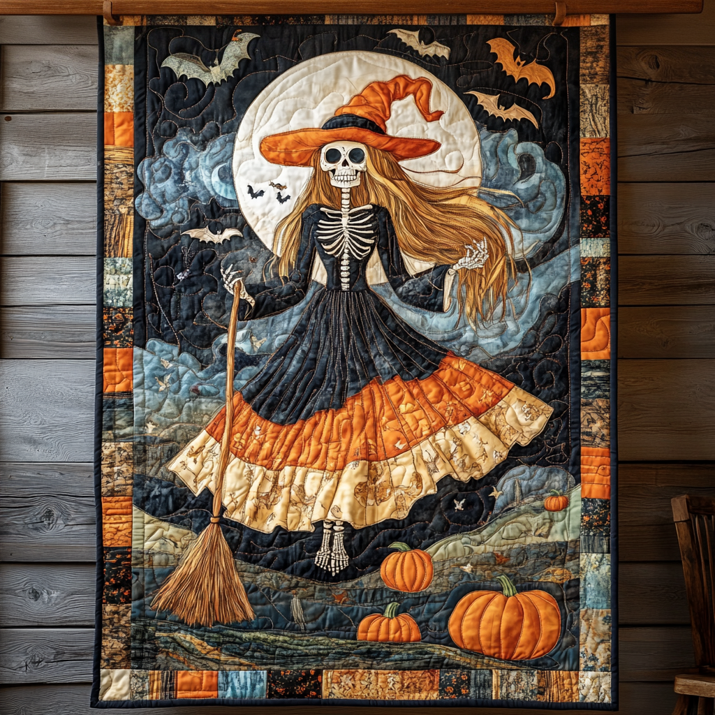 Quilted Blanket with Ghost Cat