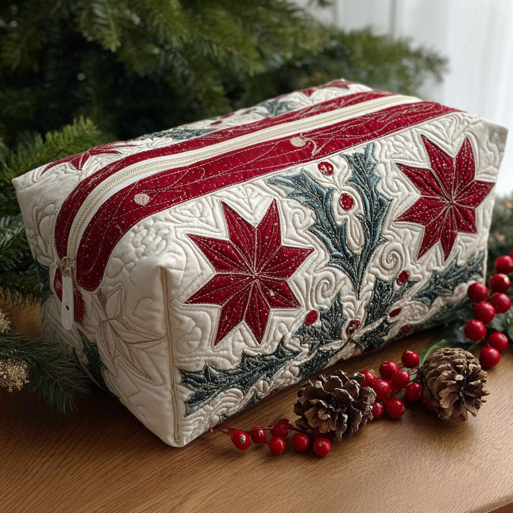 Quilted Makeup Bag with Star Leaves