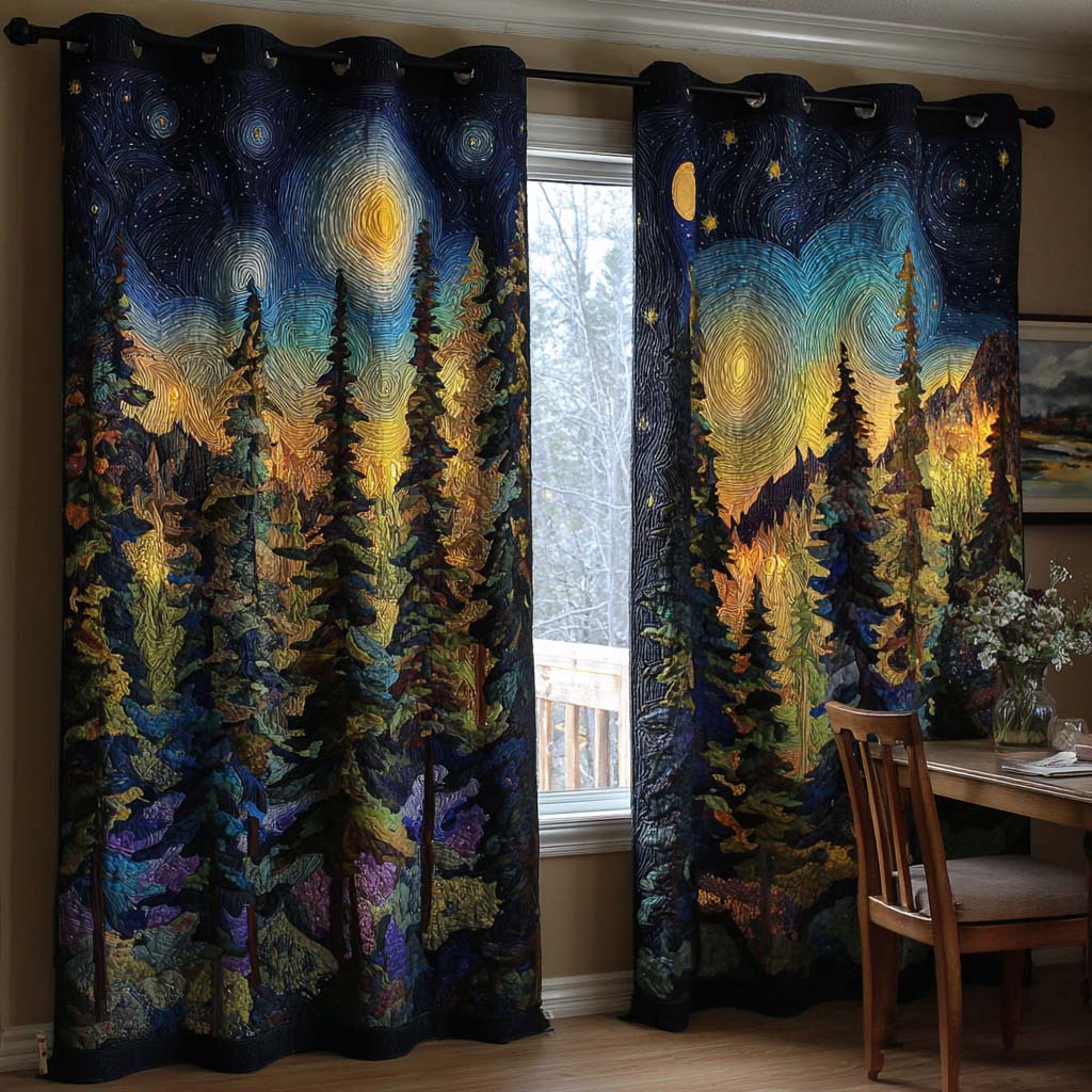 Quilted Curtains – Starry Forest