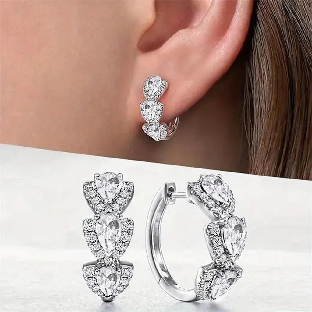 Stripe Earrings with Shiny Crystal
