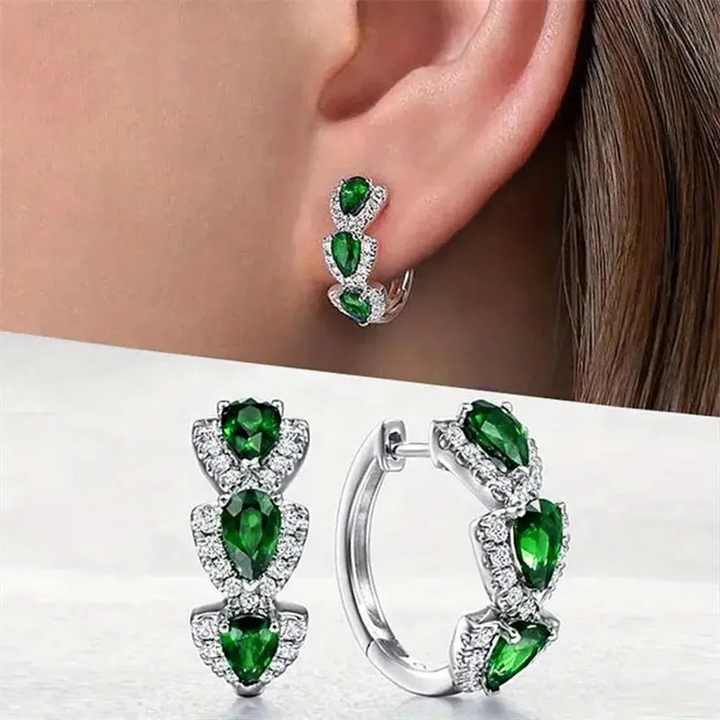 Stripe Earrings with Shiny Crystal