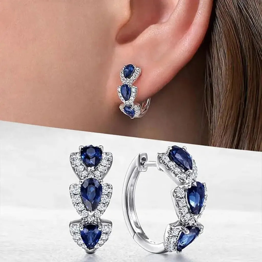 Stripe Earrings with Shiny Crystal