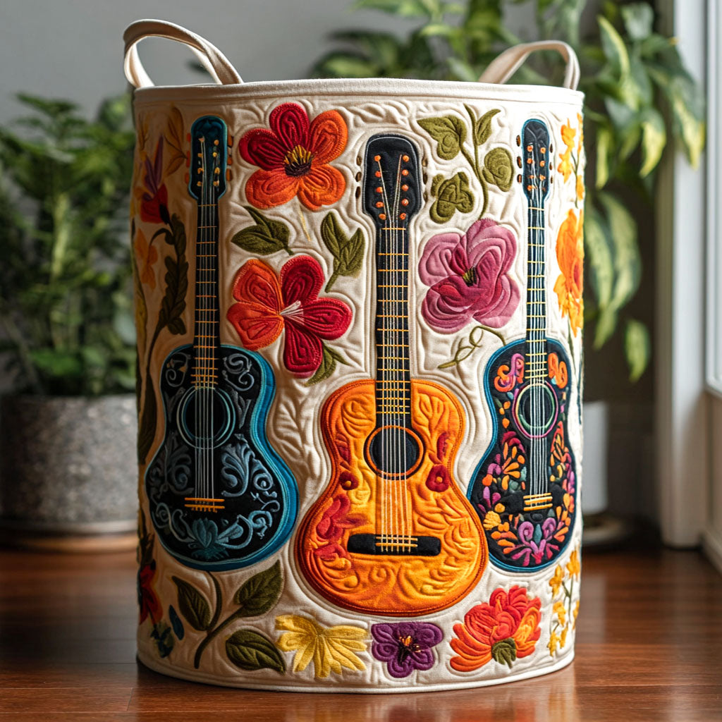 Quilted Laundry Basket with Braided Pattern