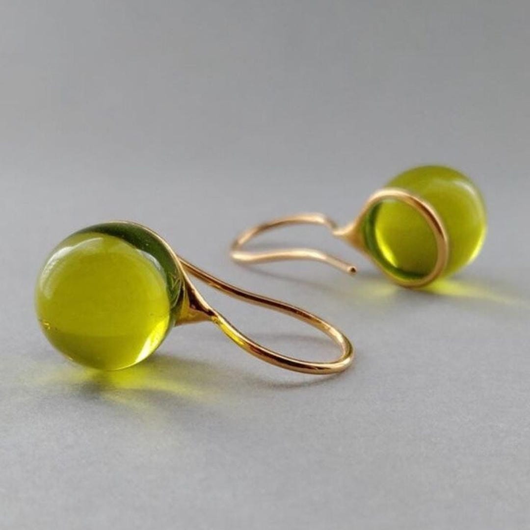 Drop Earrings in Olive Green