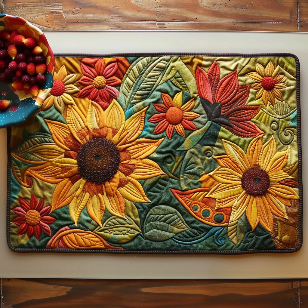 Quilted Placemats – Sunflower Sunburst