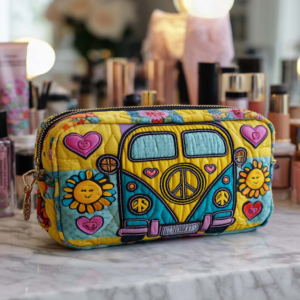 Quilted Makeup Bag with Solar Van
