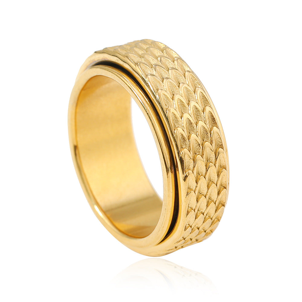 Toren Spinner Ring with Scale Pattern | White Gold