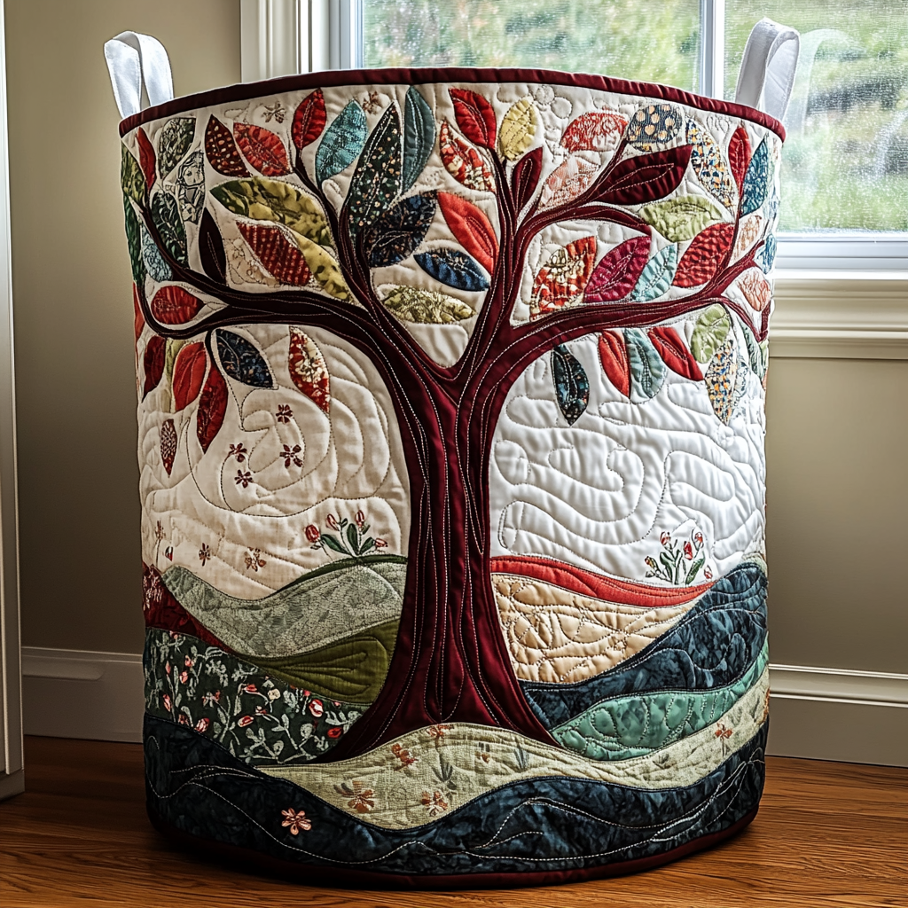 Quilted Laundry Basket with Glowing Tree