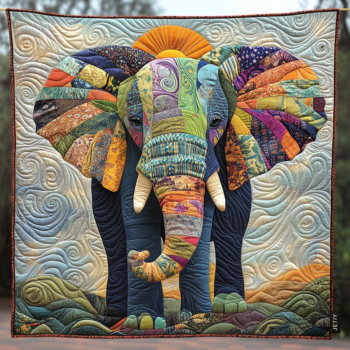 Quilted Blanket – Elephants Tribal Harmony