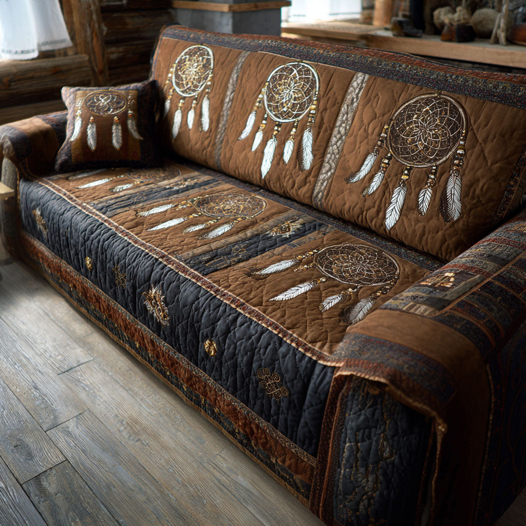 Quilted Sofa Cover – with Nocturnal Tribal Pattern