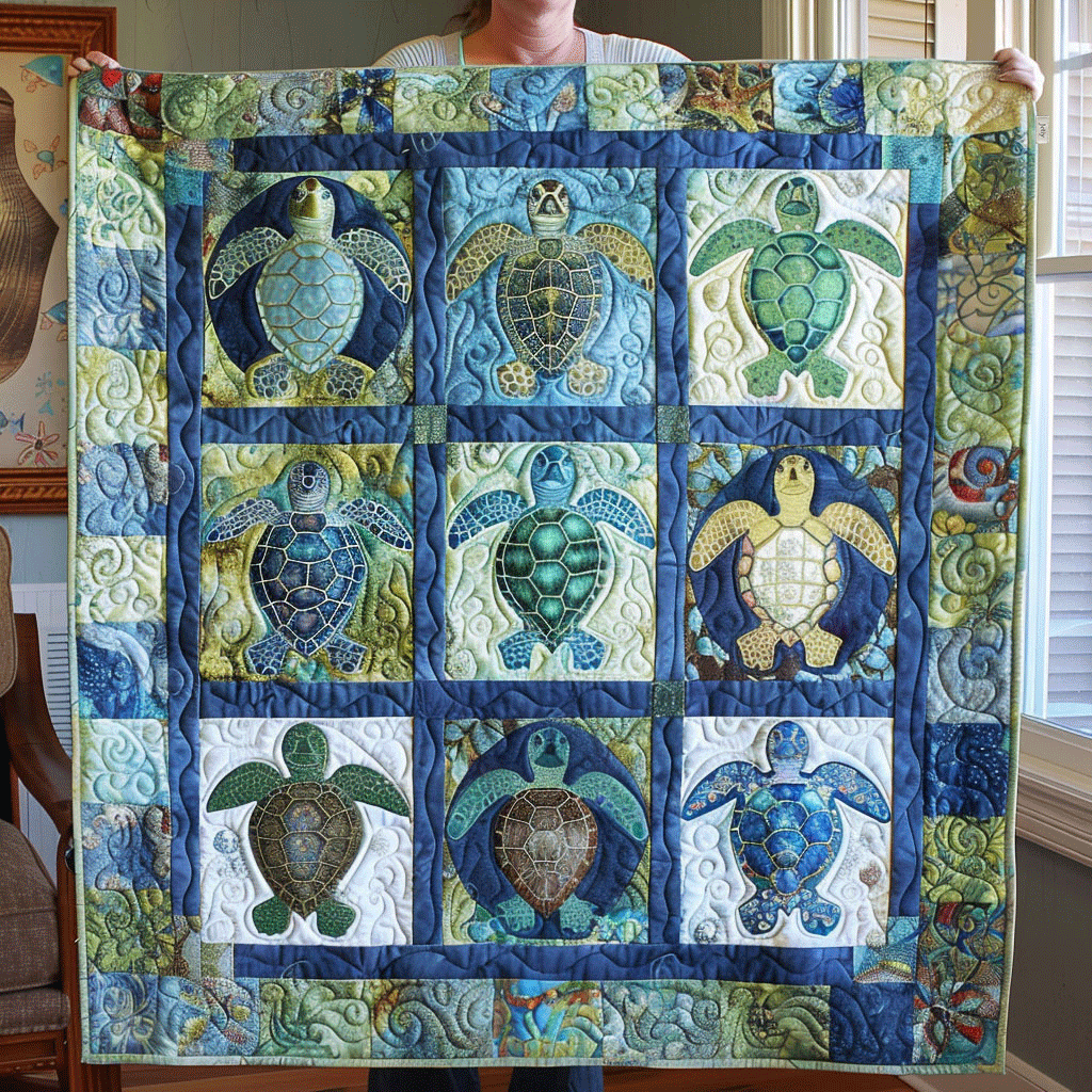 Quilted Blanket – Turtle Tide