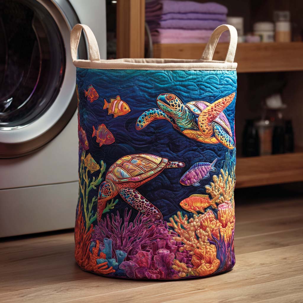 Quilted Laundry Basket with Maritime Design
