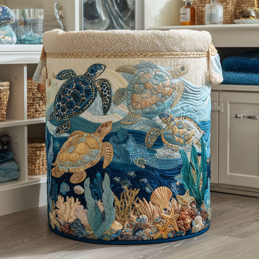 Quilted Laundry Basket with Maritime Design