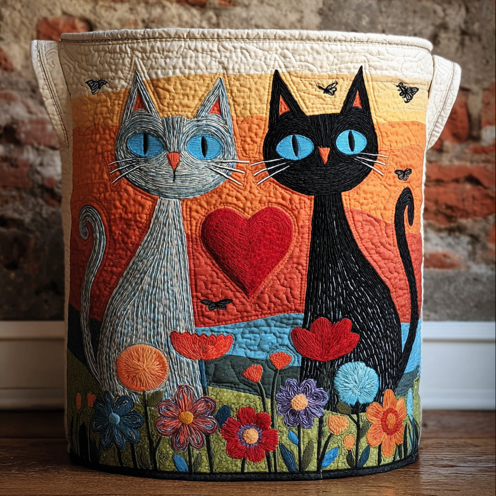 Quilted Laundry Basket in Cat Shape