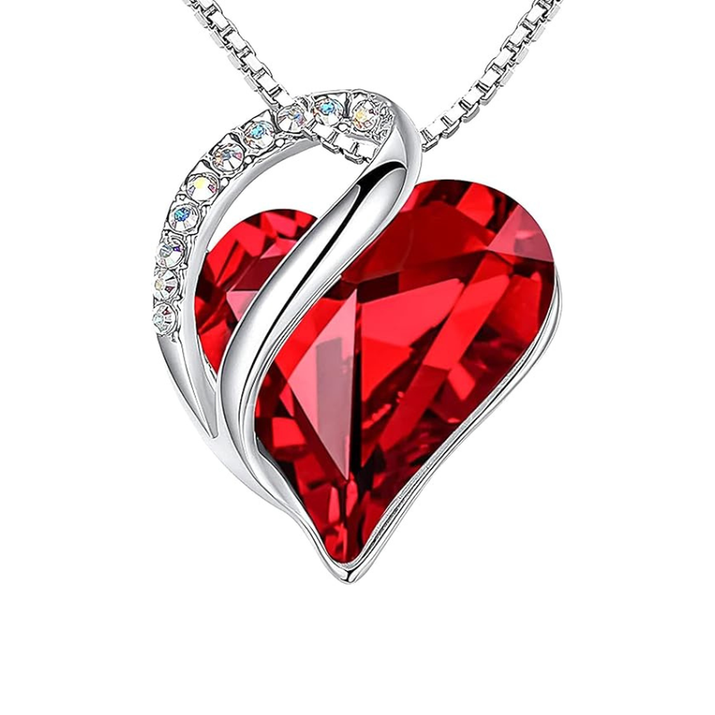 Necklace Infinite Heart with Ruby | White Gold