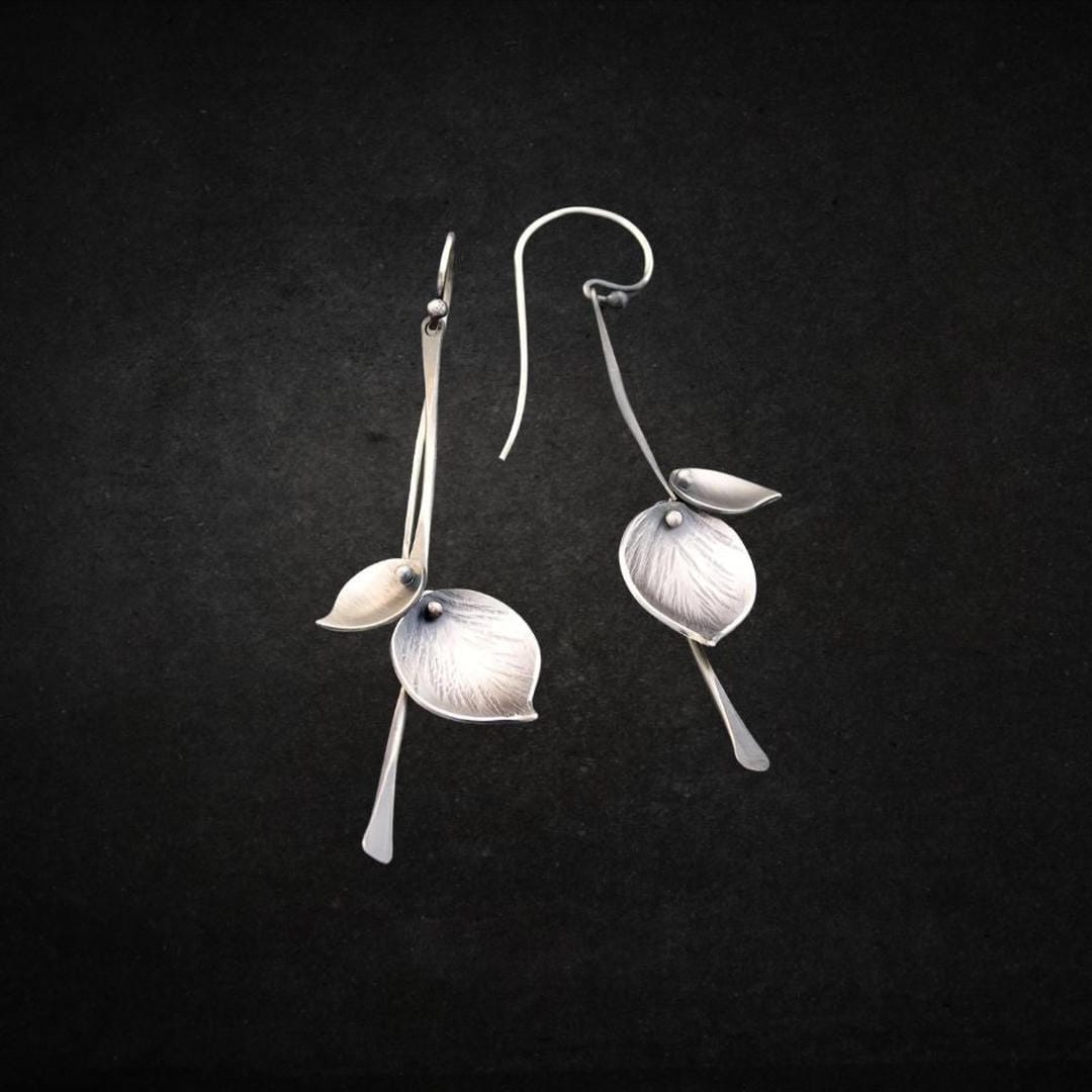 Drop Earrings with Silver Leaves