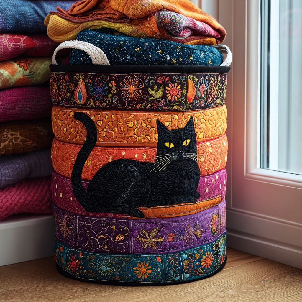 Quilted Laundry Basket in Cat Shape