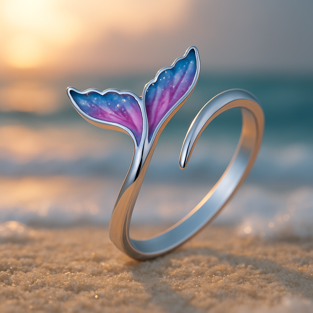 Adjustable Ring with Colourful Dolphin Tail