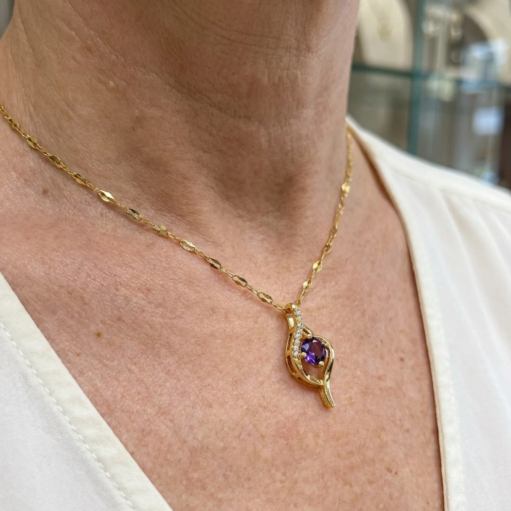 Vespera Amethyst Necklace “Swirl” | Gold