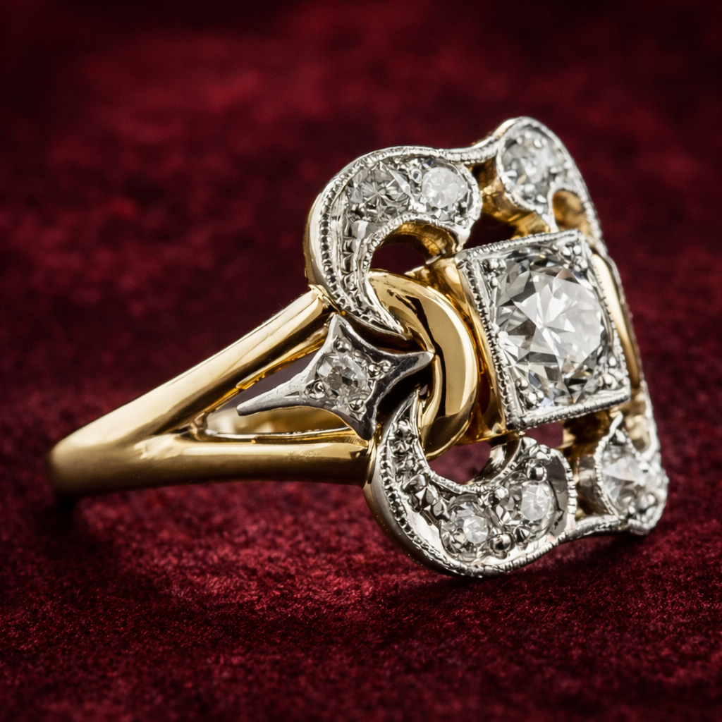 Vintage Gold Ring with Zirconia