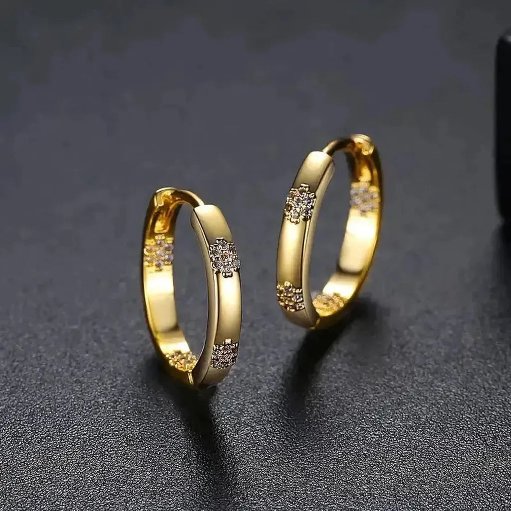 Vintage Earrings “Wheel” with Gold Flower