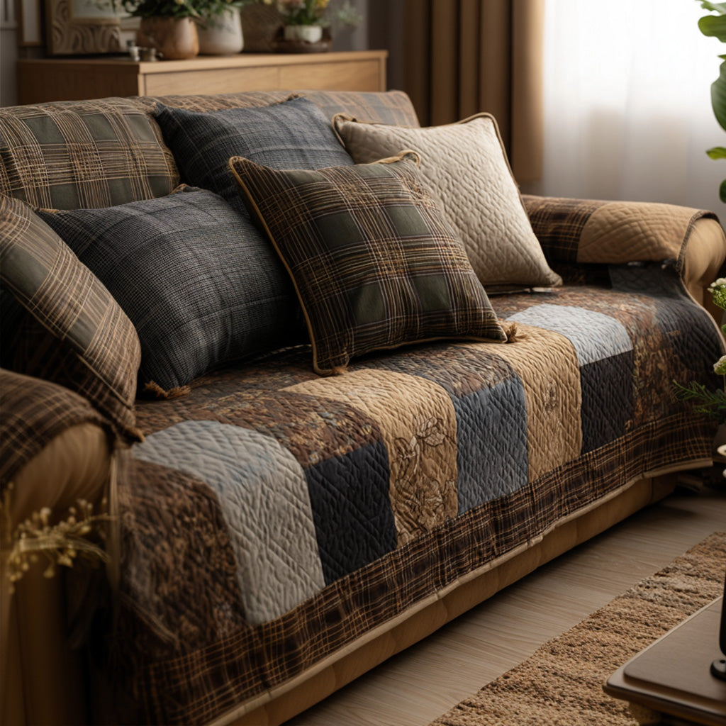 Quilted Sofa Cover – Rustic Patchwork Quilted Sofa Cover
