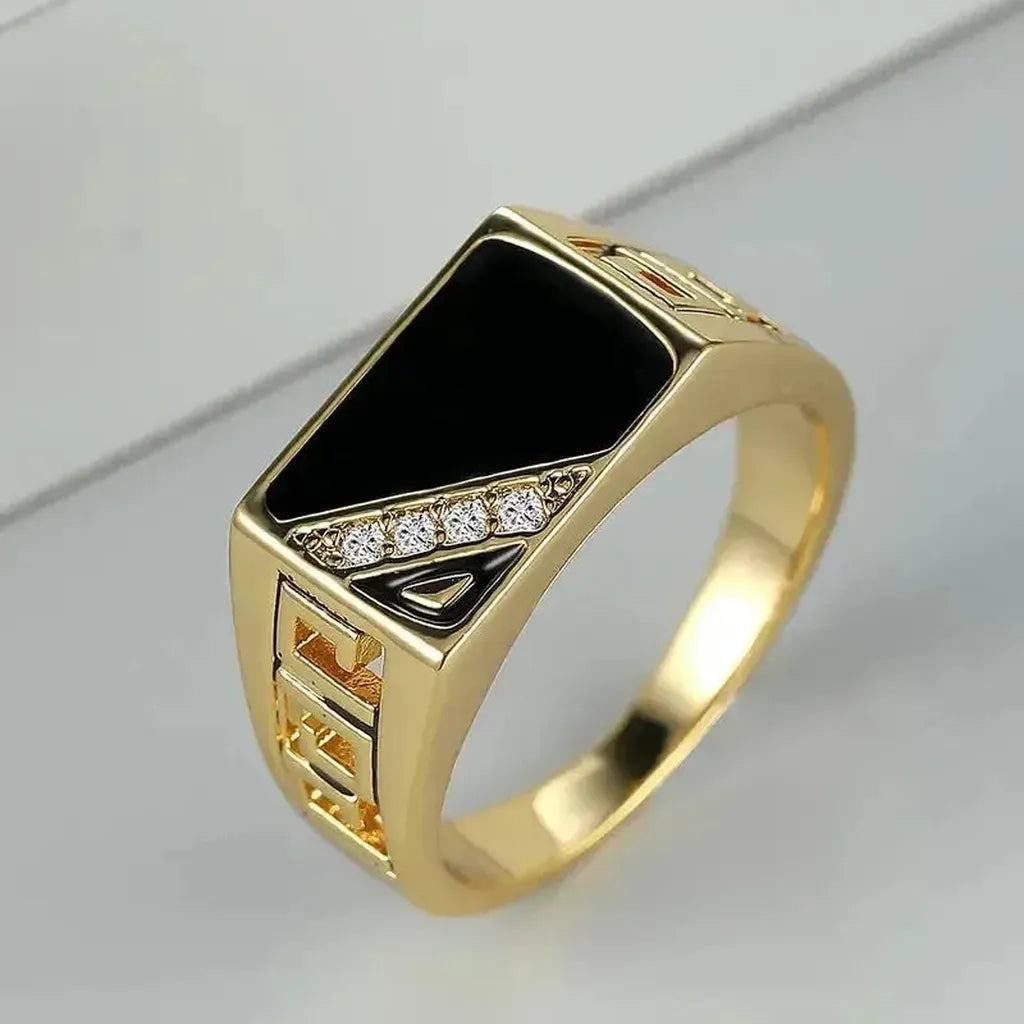 White Gold Ring with Gold and Crystals