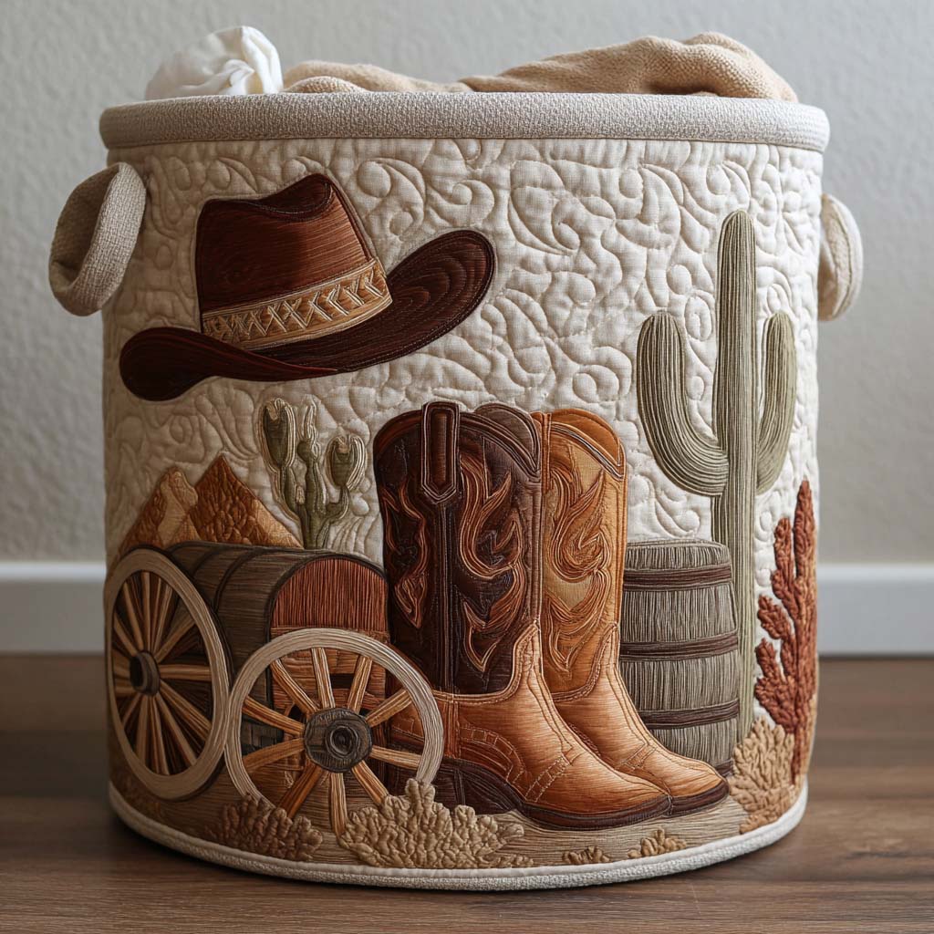 Quilted Laundry Basket in Western Style