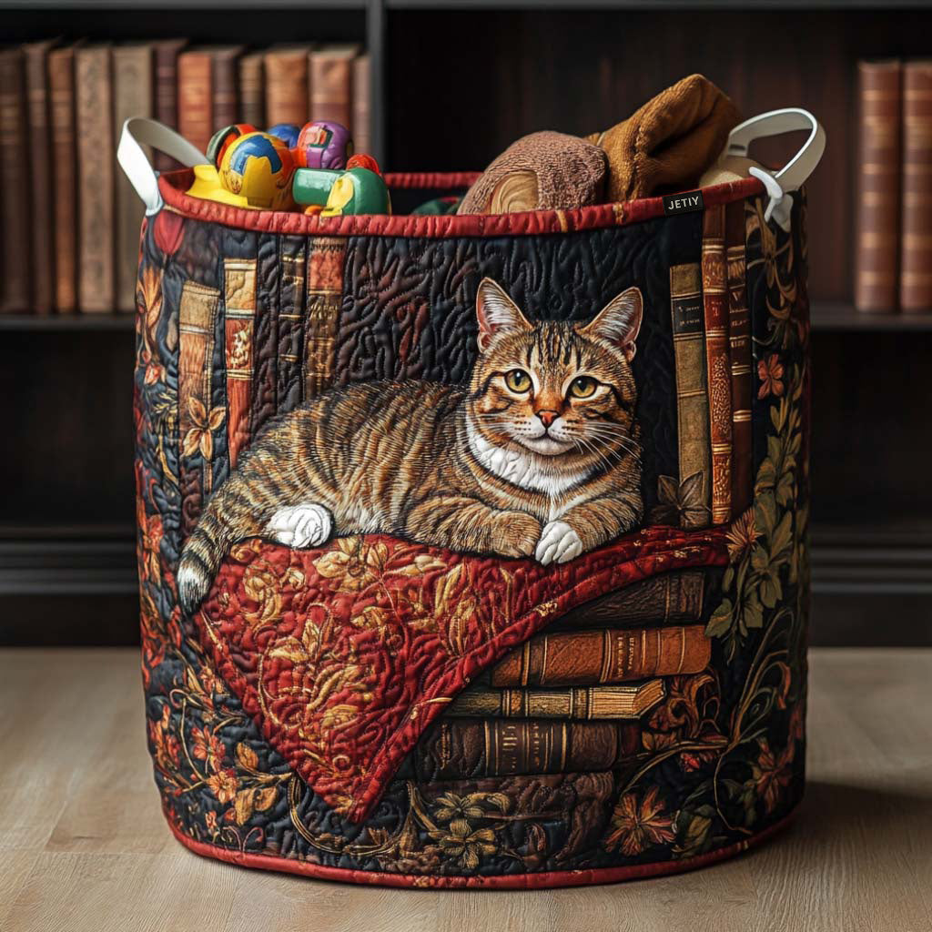 Quilted Laundry Basket with Cats