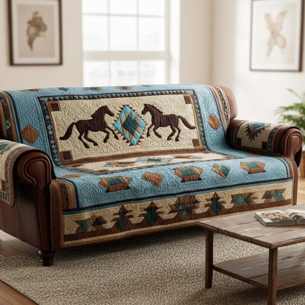 Quilted Sofa Cover with Wilderness Design