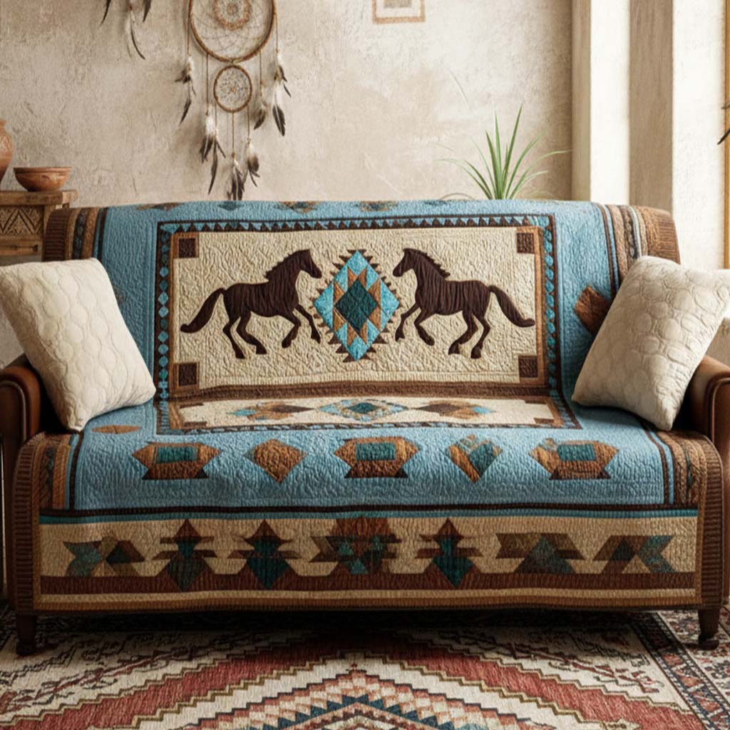 Quilted Sofa Cover with Wilderness Design