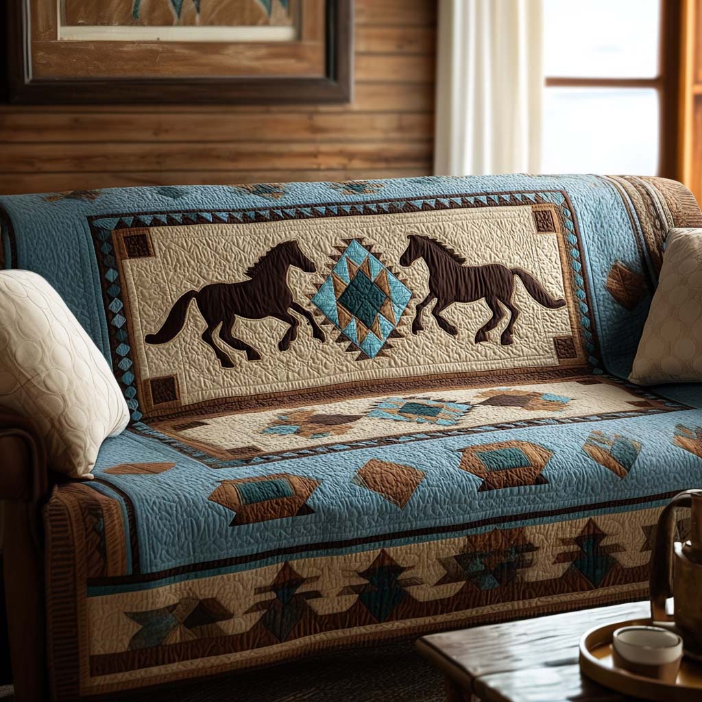 Quilted Sofa Cover with Wilderness Design