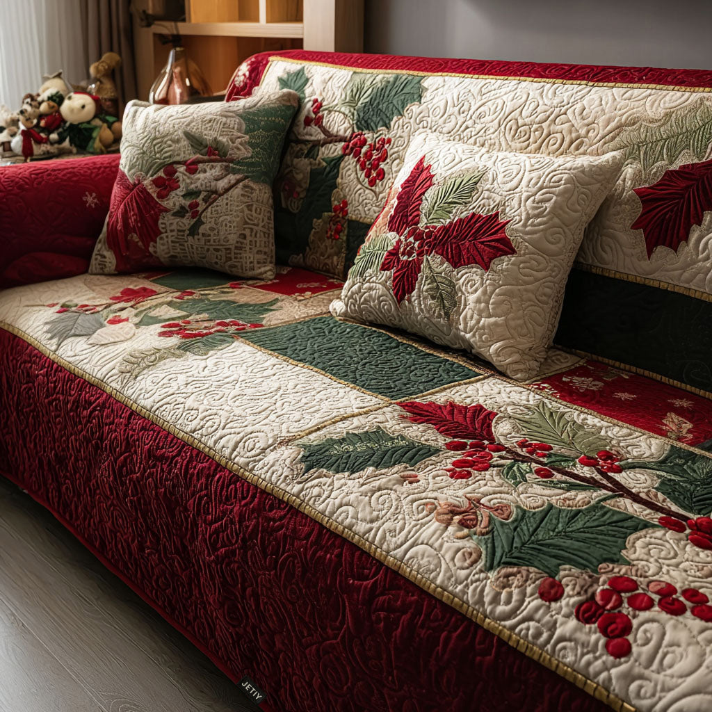 Quilted Sofa Cover with Winter Pattern