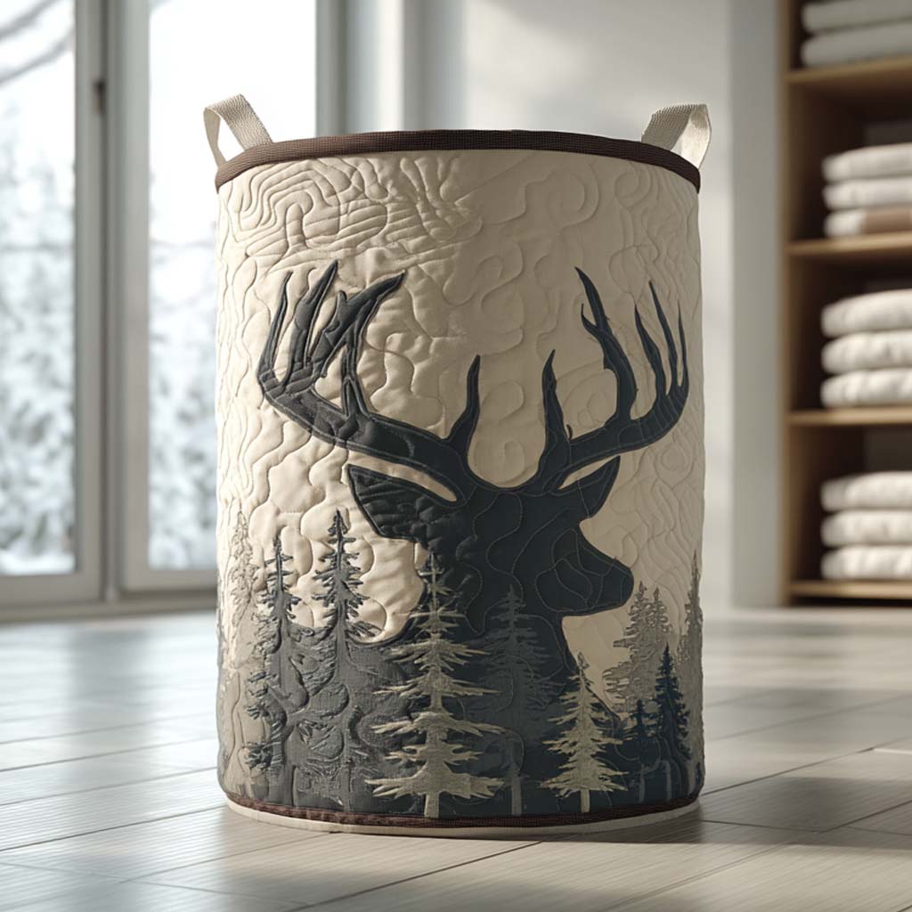Quilted Laundry Basket with Deer