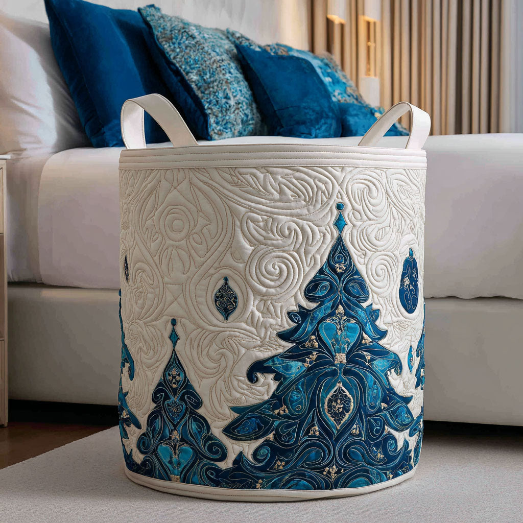 Quilted Laundry Basket with Christmas Pattern