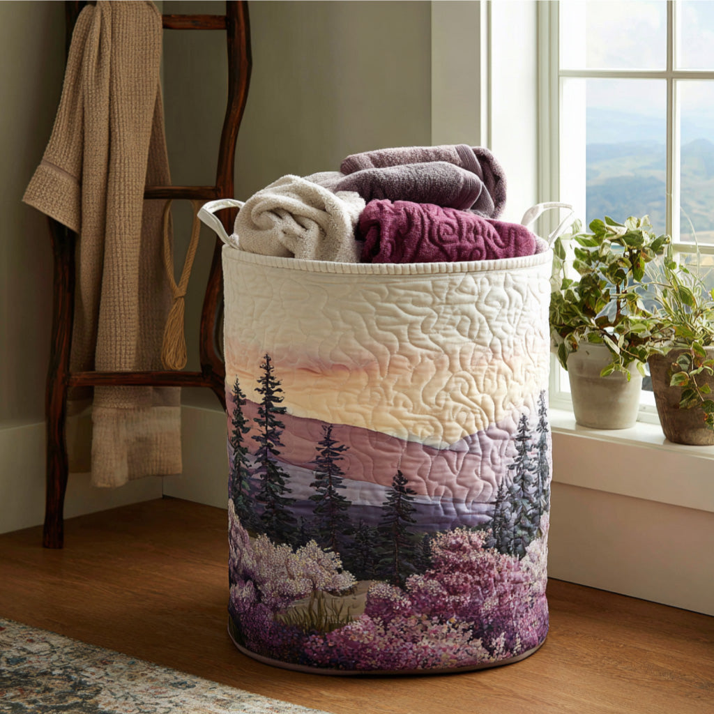 Quilted Laundry Basket with Floral Pattern