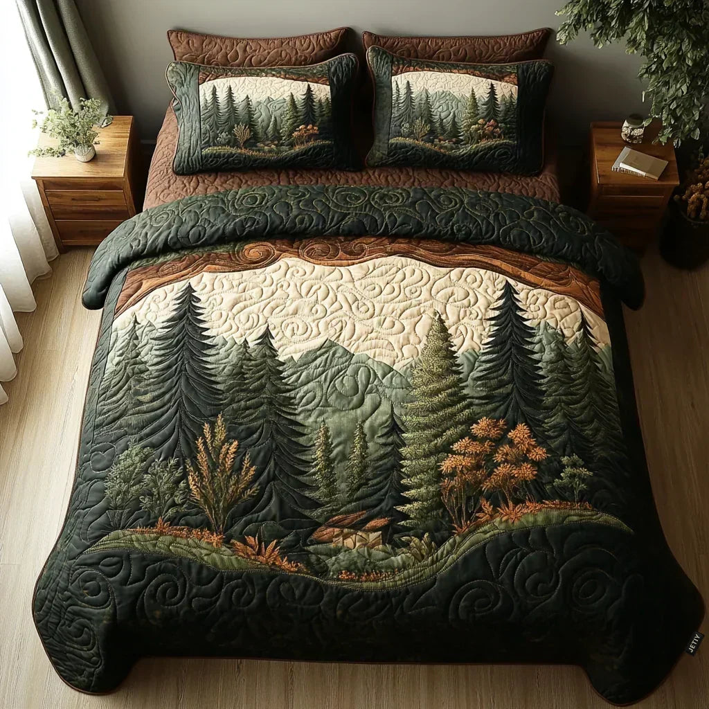 3-Piece Quilted Bedding Set – Forest Walk