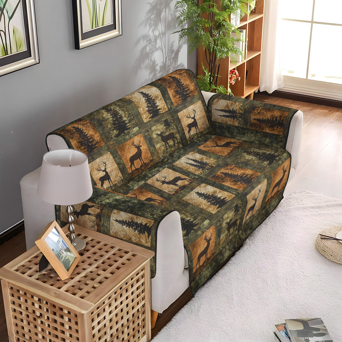 Quilted Sofa Cover – with Elegant Forest