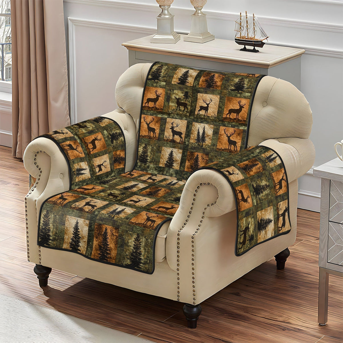 Quilted Sofa Cover – with Elegant Forest