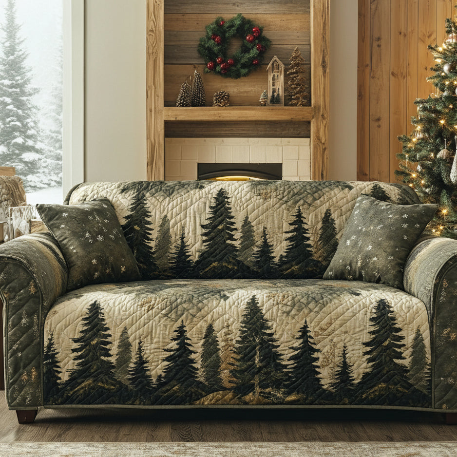 Quilted Sofa Cover with Calm Forest