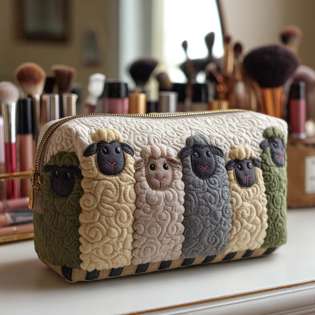 Quilted Makeup Bag with Sheep