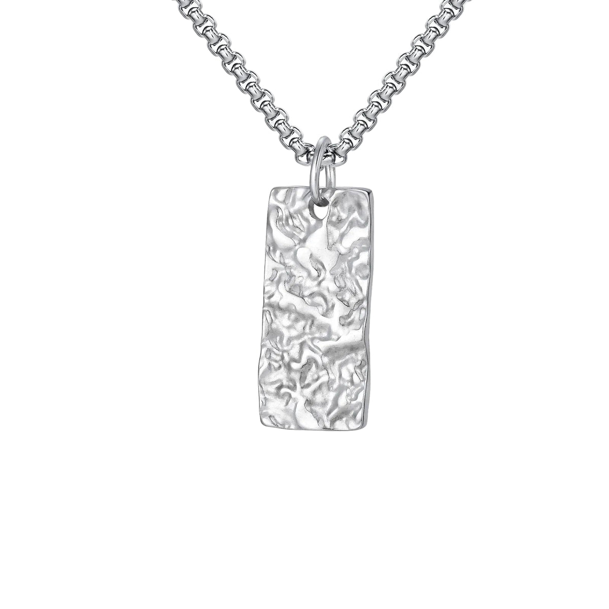 Ziven Necklace with Hammered Bar | White Gold