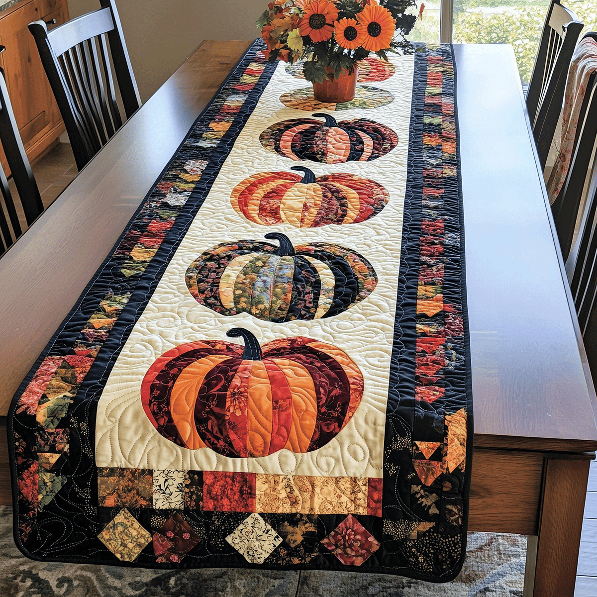 Quilted Table Runner – Pumpkin Design