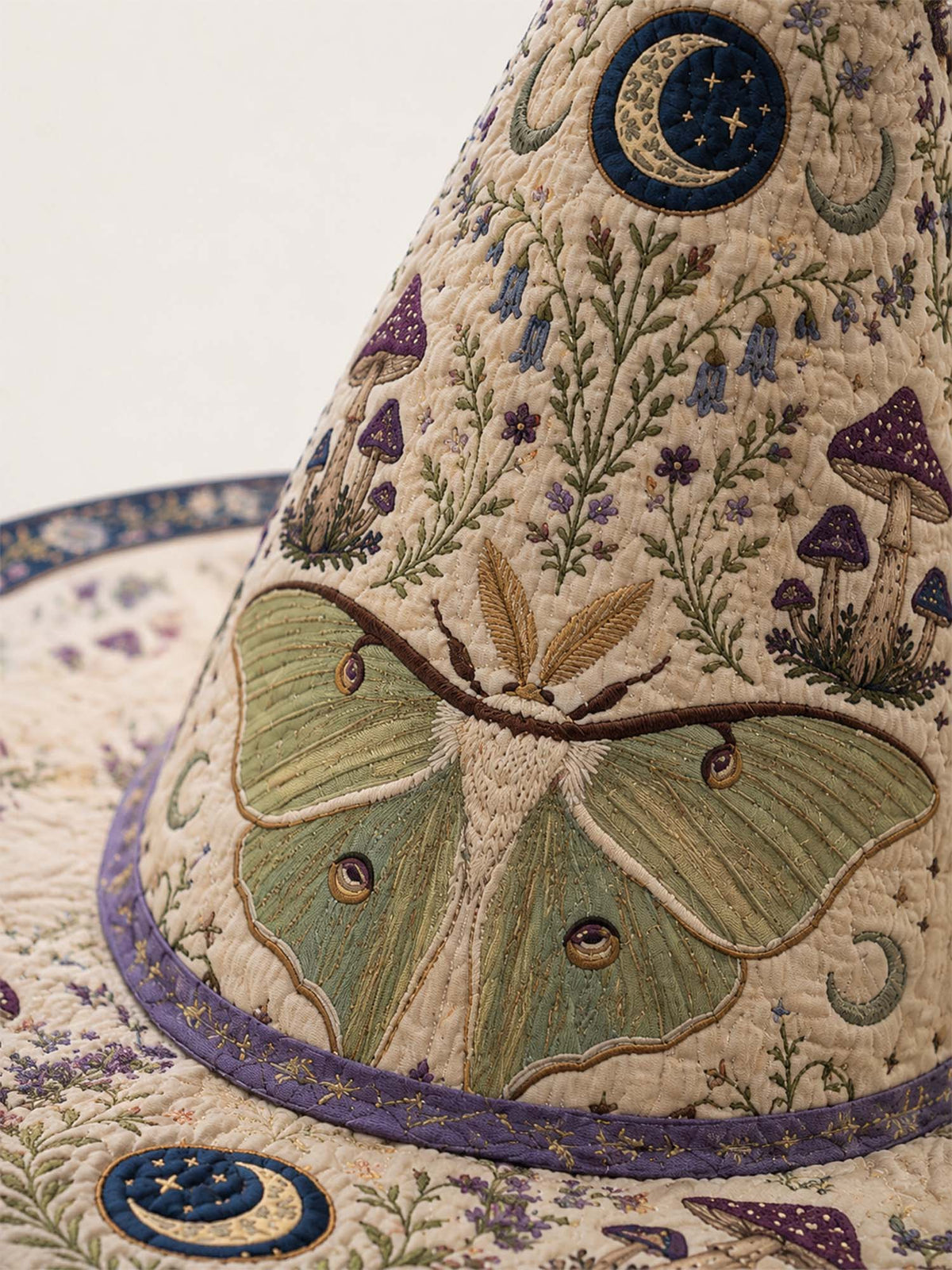 Handmade Quilted Witch Hat – Botanical Fantasy World in Country Style