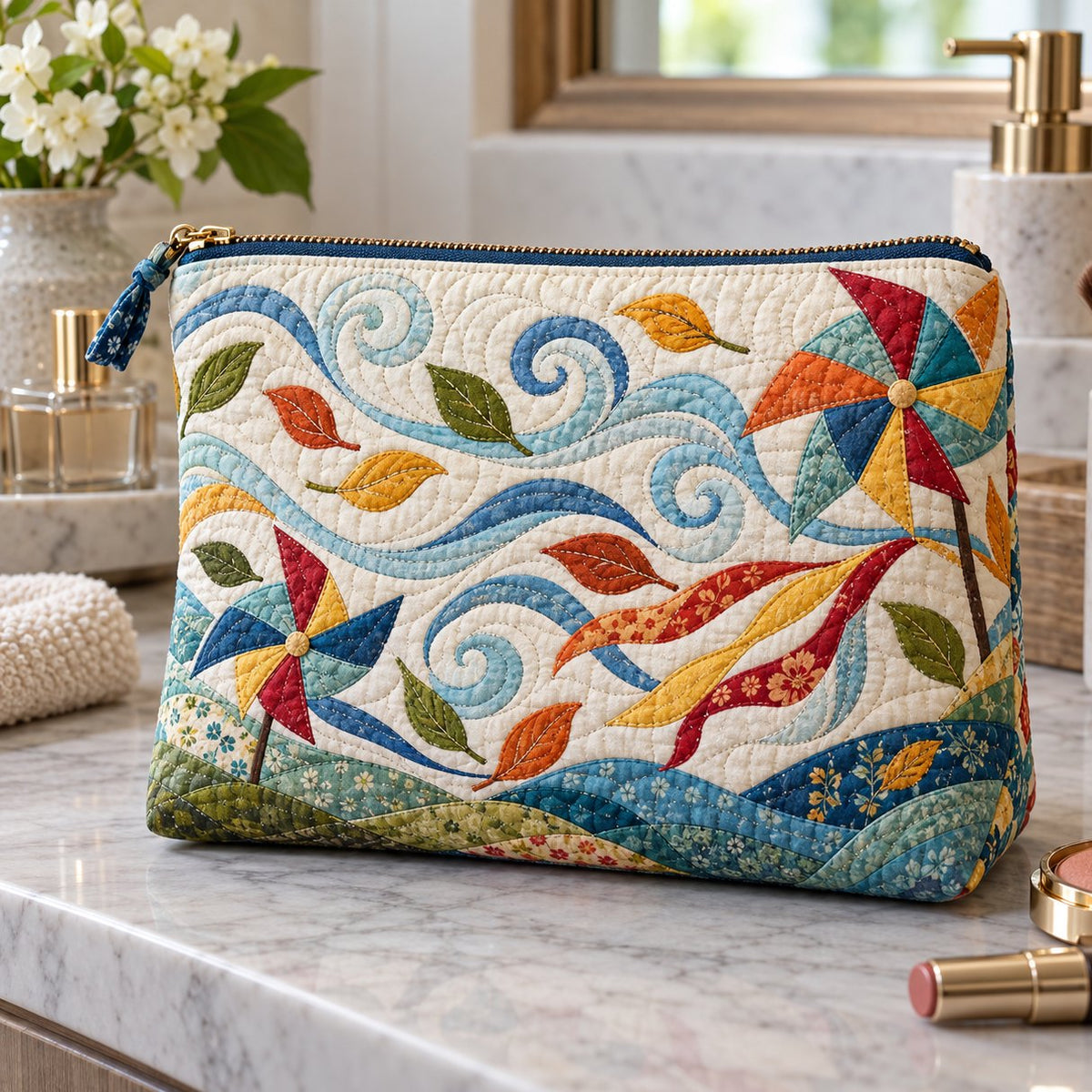 Tikattu kosmetiikkalaukku – Tuulensieppari