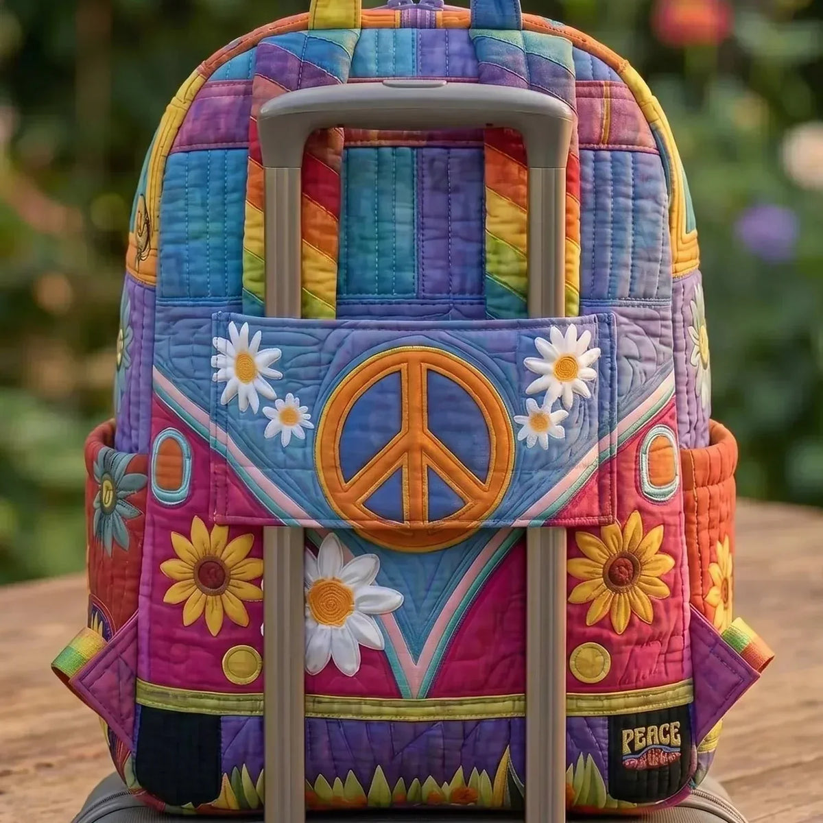 Quilted Backpack – Colourful Hippie Bus