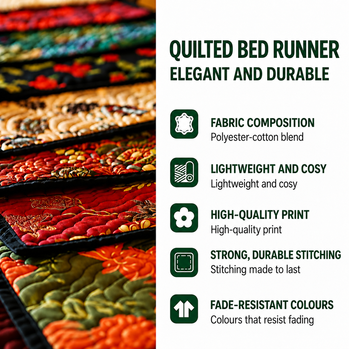 Quilted Bed Runner – Magnolia Memories
