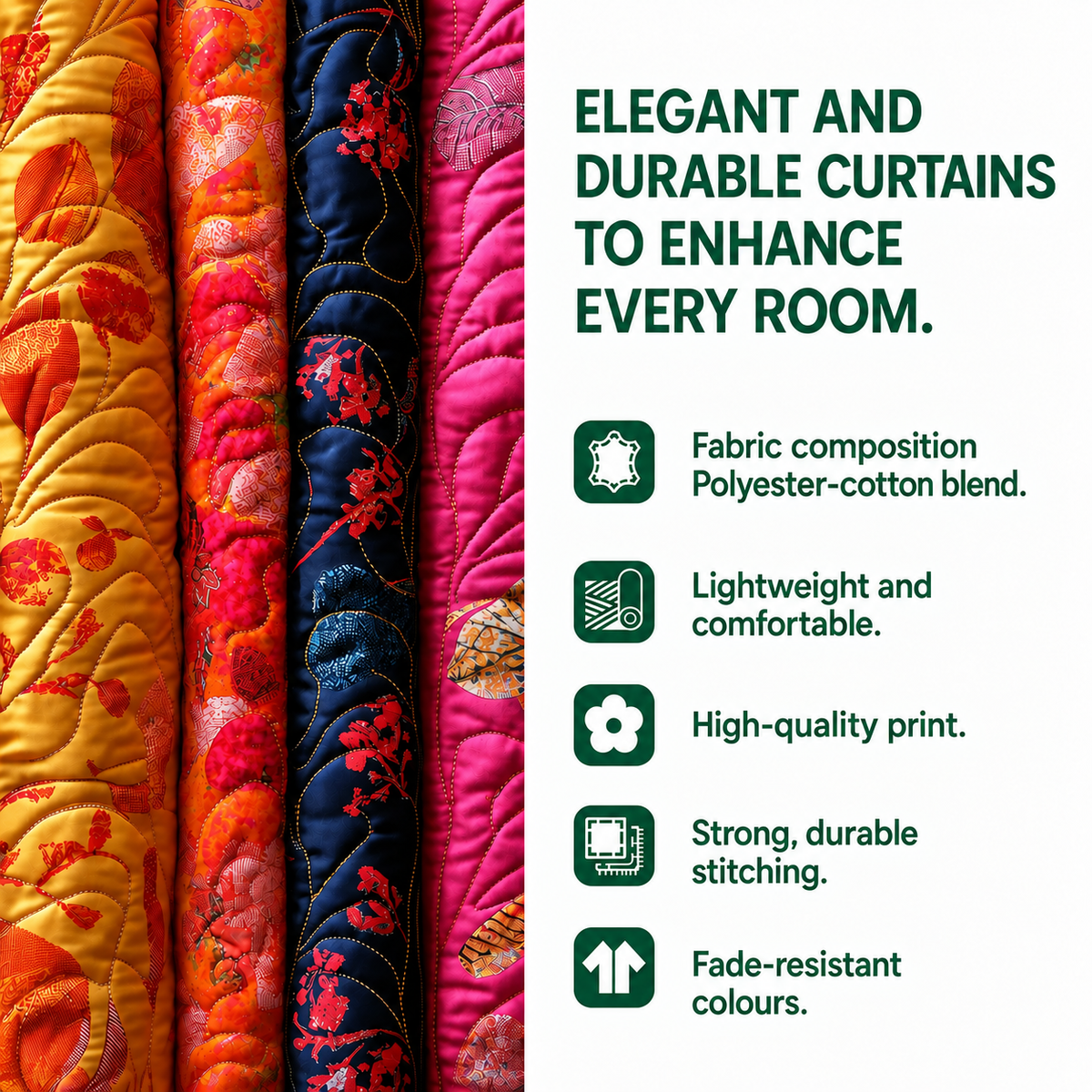 Quilted Curtains – Rustic Star Bloom