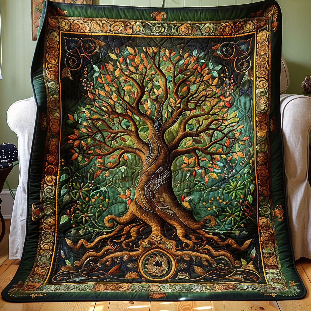 Quilted Blanket – Handmade with Celtic Knot Tree of Life