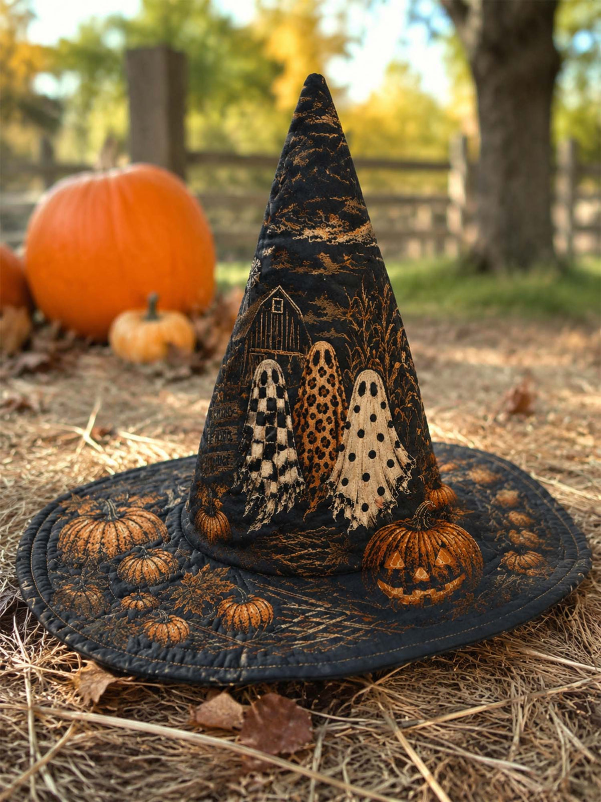 Handmade Quilted Witch Hat – Haunted Pumpkins for Halloween